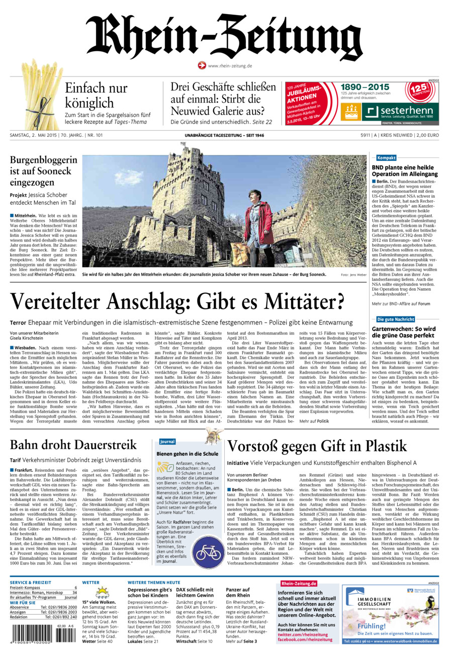 Rhein-Zeitung Kreis Neuwied vom Samstag, 02.05.2015