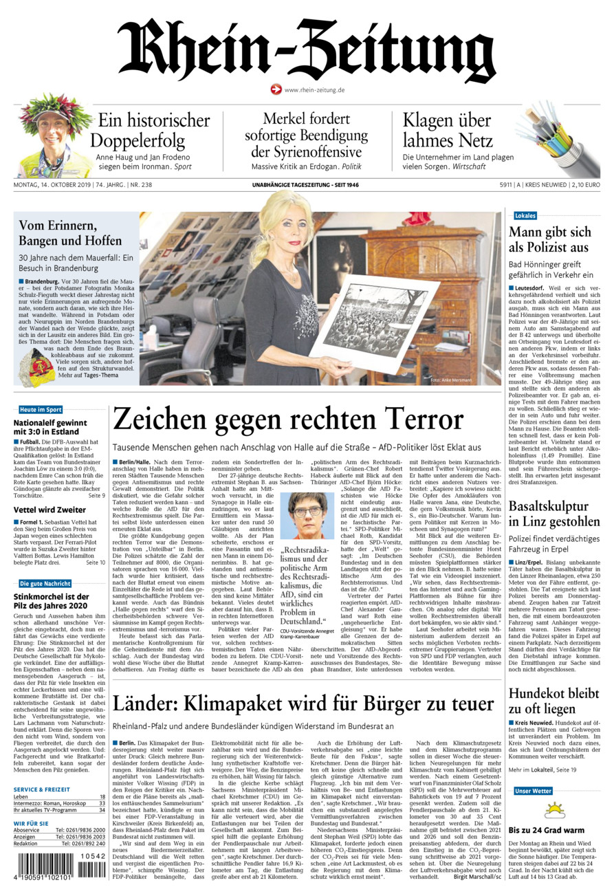 Rhein-Zeitung Kreis Neuwied vom Montag, 14.10.2019
