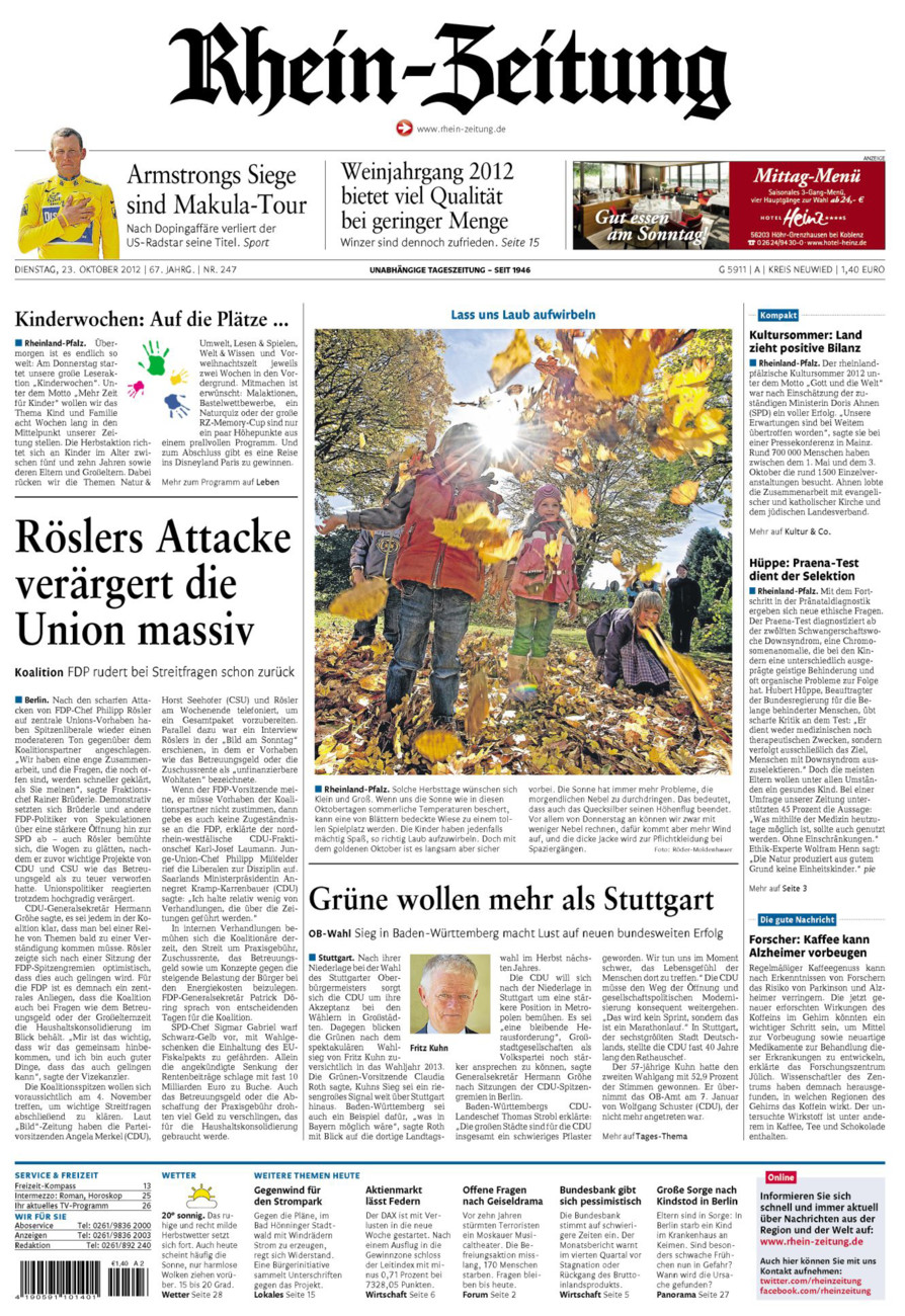 Rhein-Zeitung Kreis Neuwied vom Dienstag, 23.10.2012