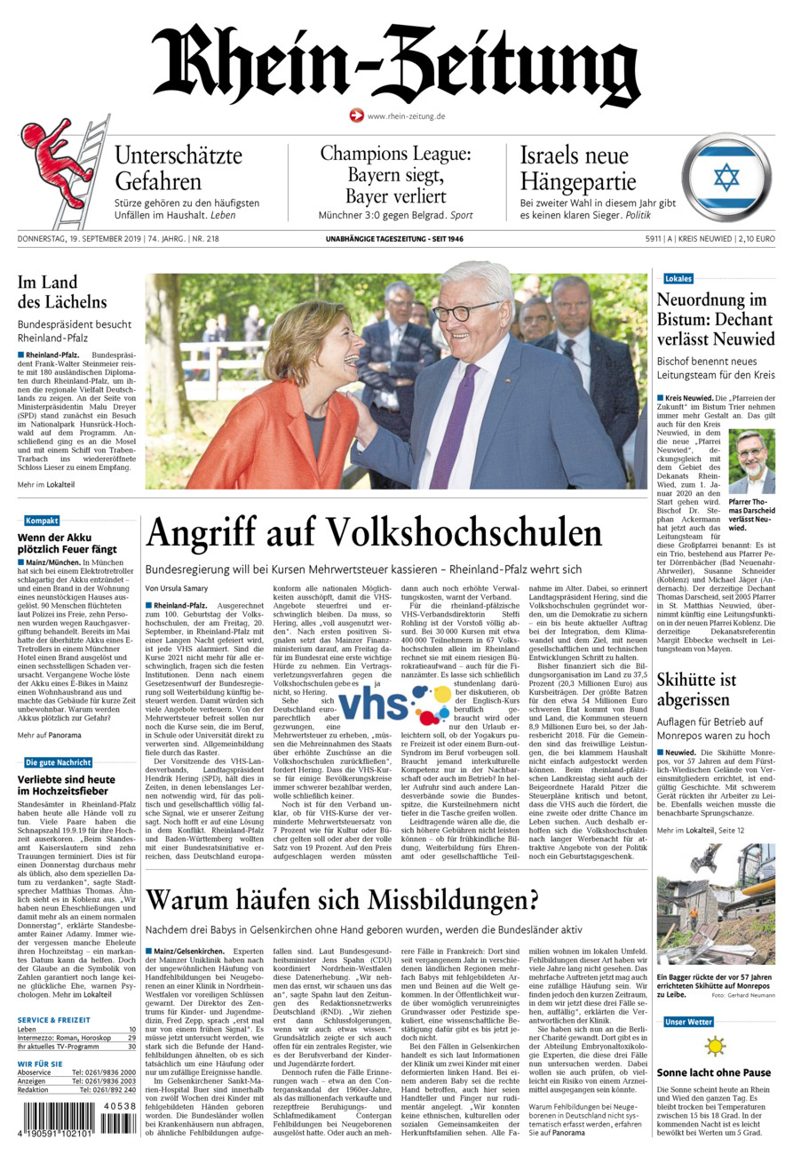 Rhein-Zeitung Kreis Neuwied vom Donnerstag, 19.09.2019