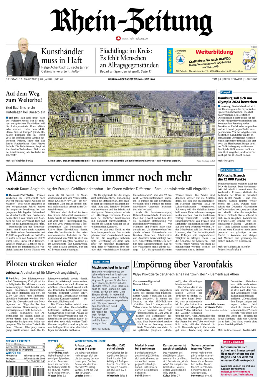 Rhein-Zeitung Kreis Neuwied vom Dienstag, 17.03.2015