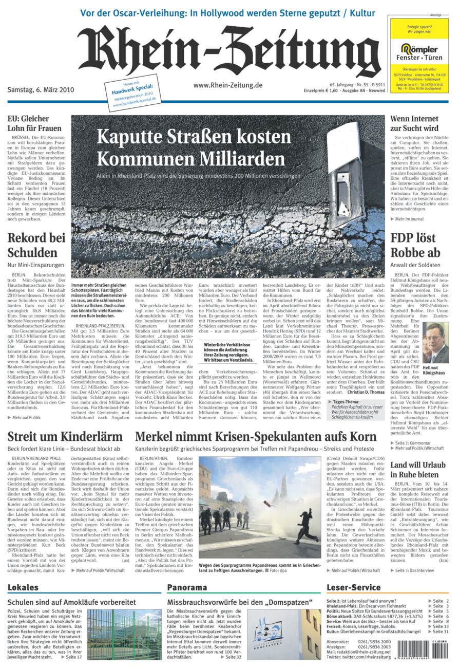 Rhein-Zeitung Kreis Neuwied vom Samstag, 06.03.2010