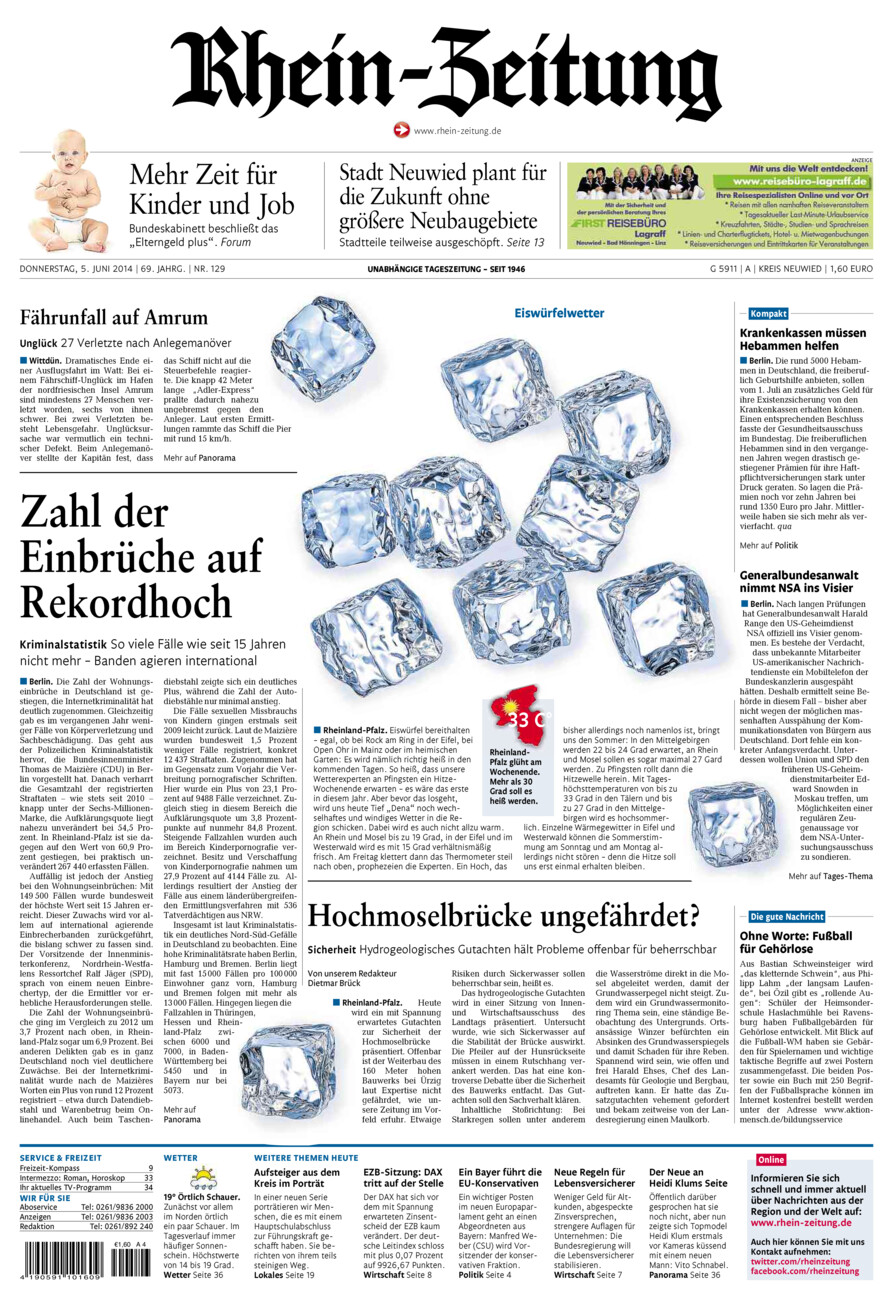 Rhein-Zeitung Kreis Neuwied vom Donnerstag, 05.06.2014