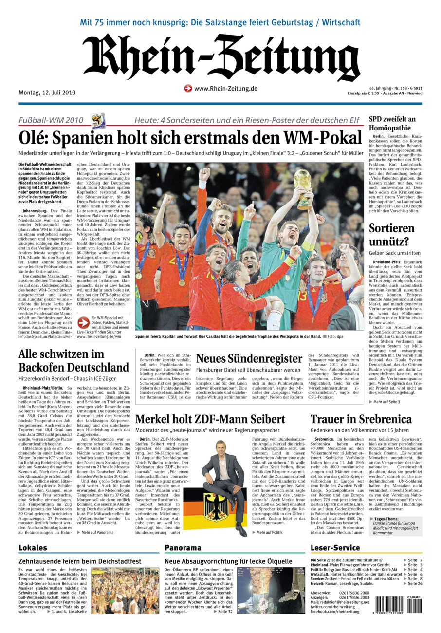 Rhein-Zeitung Kreis Neuwied vom Montag, 12.07.2010