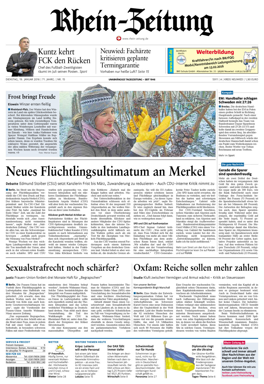 Rhein-Zeitung Kreis Neuwied vom Dienstag, 19.01.2016