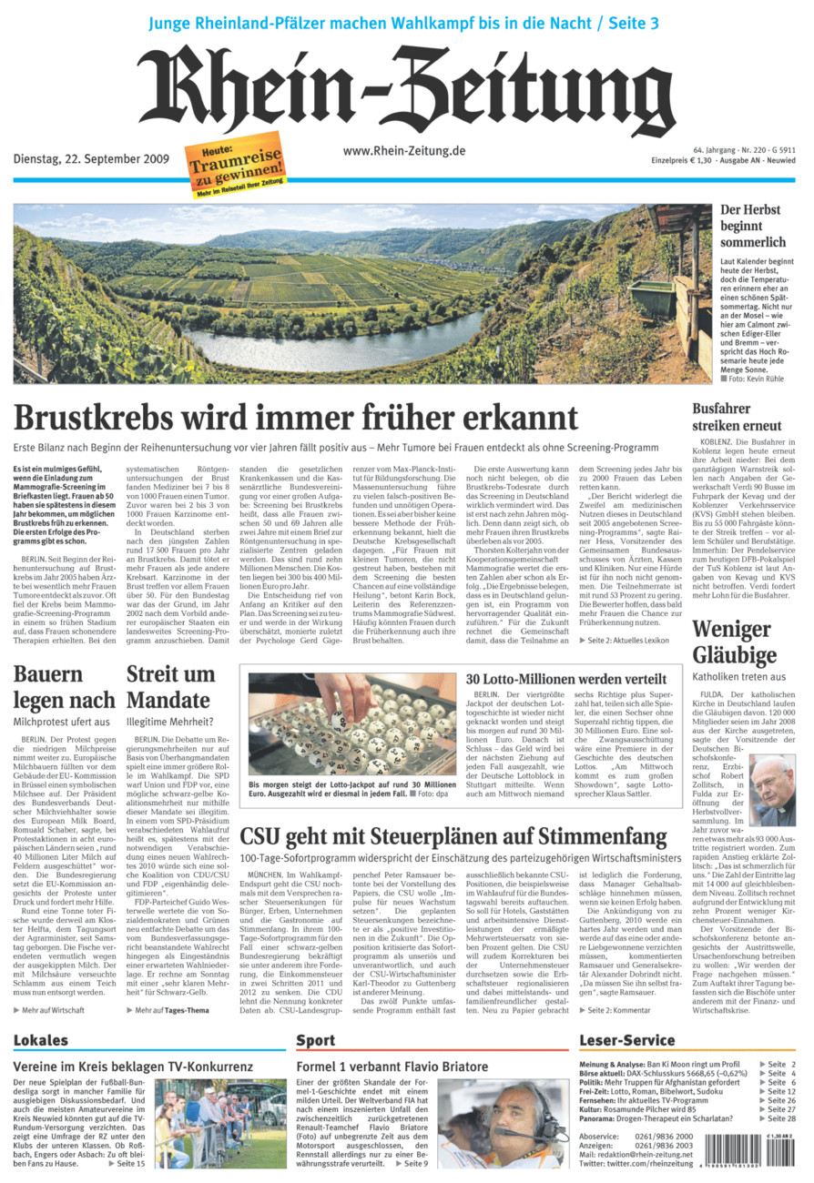 Rhein-Zeitung Kreis Neuwied vom Dienstag, 22.09.2009