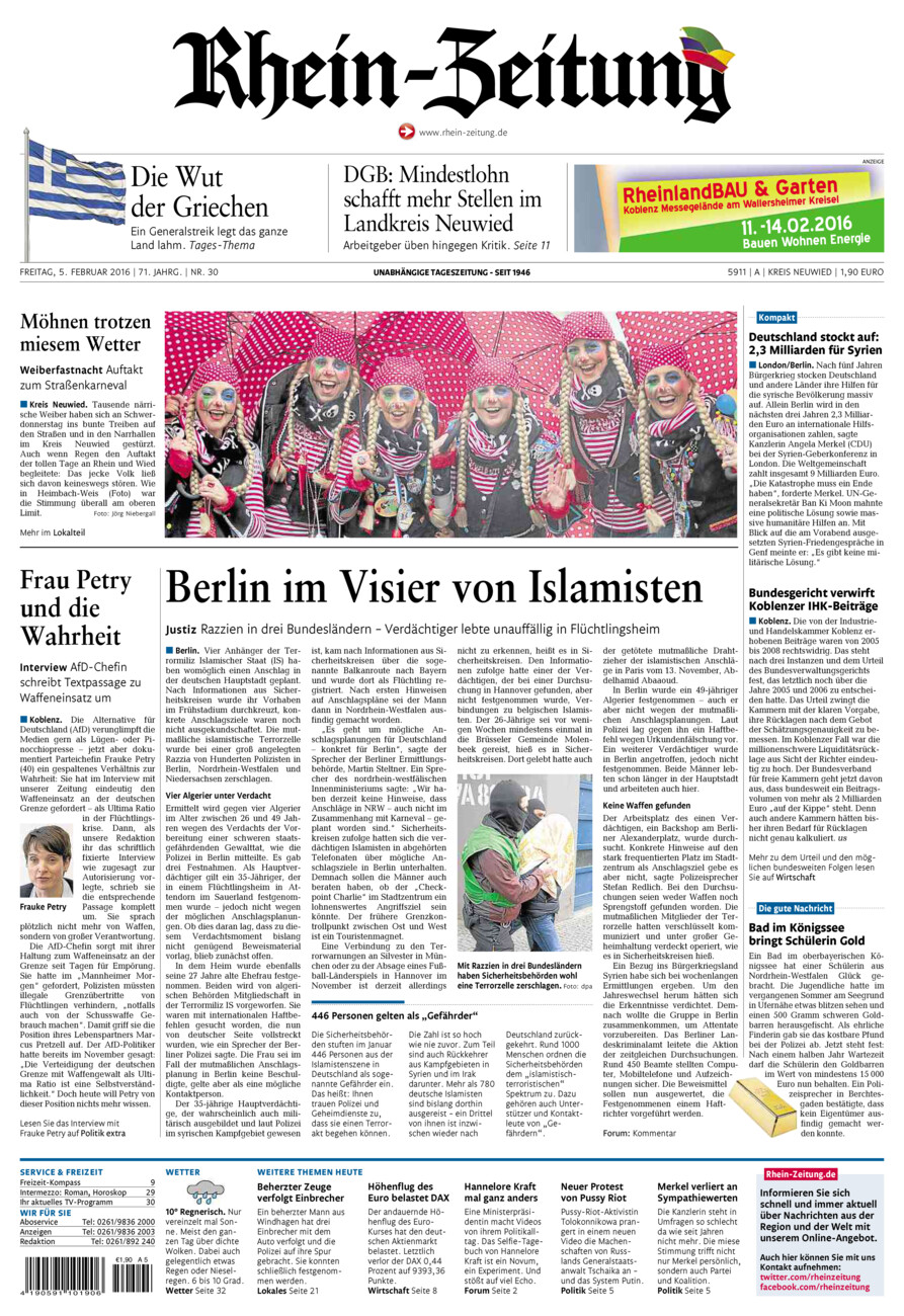 Rhein-Zeitung Kreis Neuwied vom Freitag, 05.02.2016
