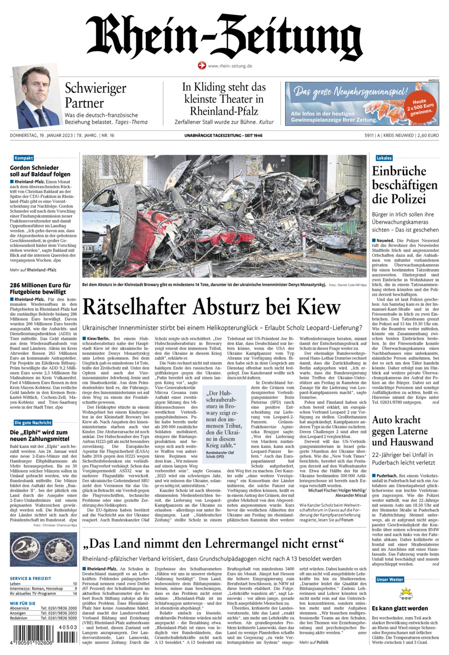 Rhein-Zeitung Kreis Neuwied vom Donnerstag, 19.01.2023