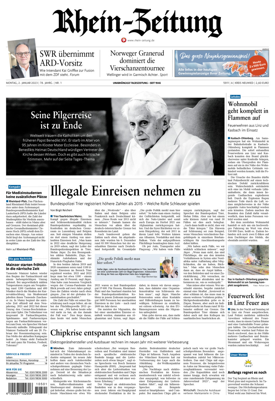 Rhein-Zeitung Kreis Neuwied vom Montag, 02.01.2023