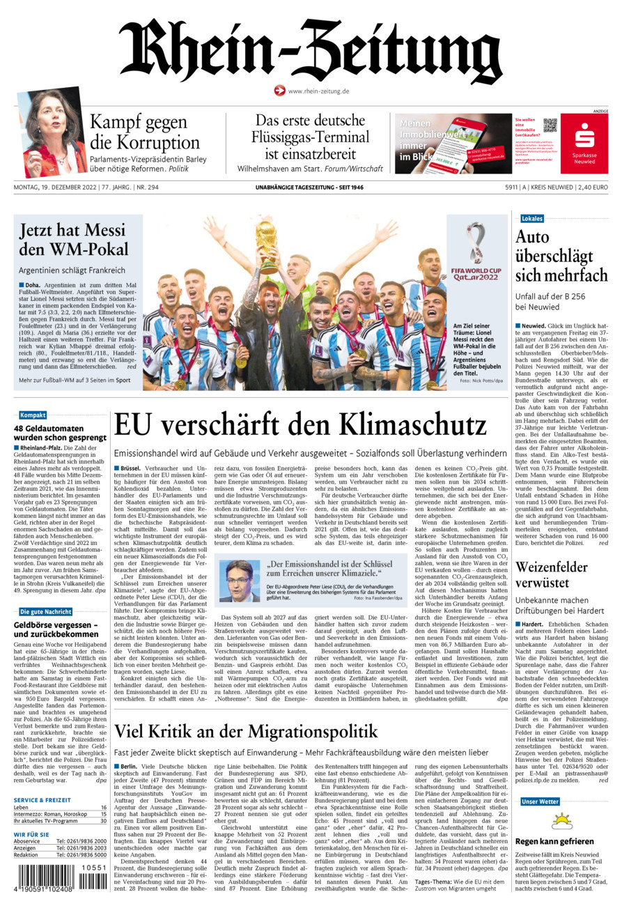 Rhein-Zeitung Kreis Neuwied vom Montag, 19.12.2022