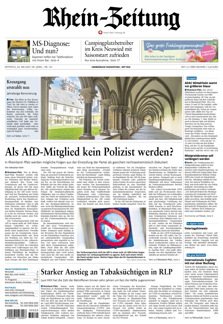 Rhein-Zeitung Kreis Neuwied vom Mittwoch, 28.05.2025