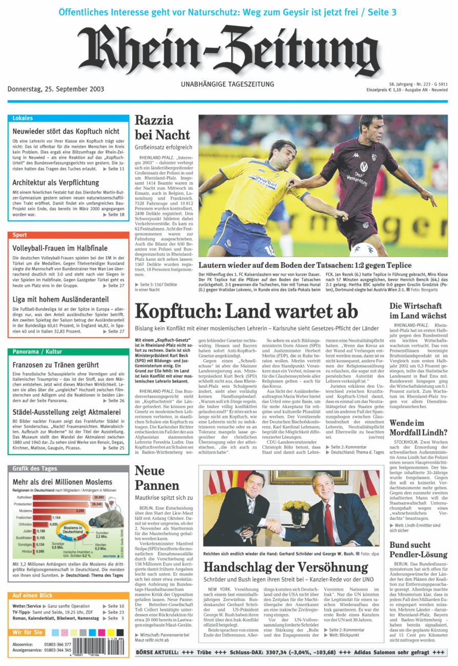 Rhein-Zeitung Kreis Neuwied vom Donnerstag, 25.09.2003