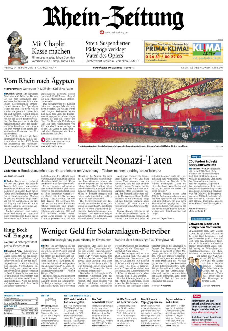 Rhein-Zeitung Kreis Neuwied vom Freitag, 24.02.2012