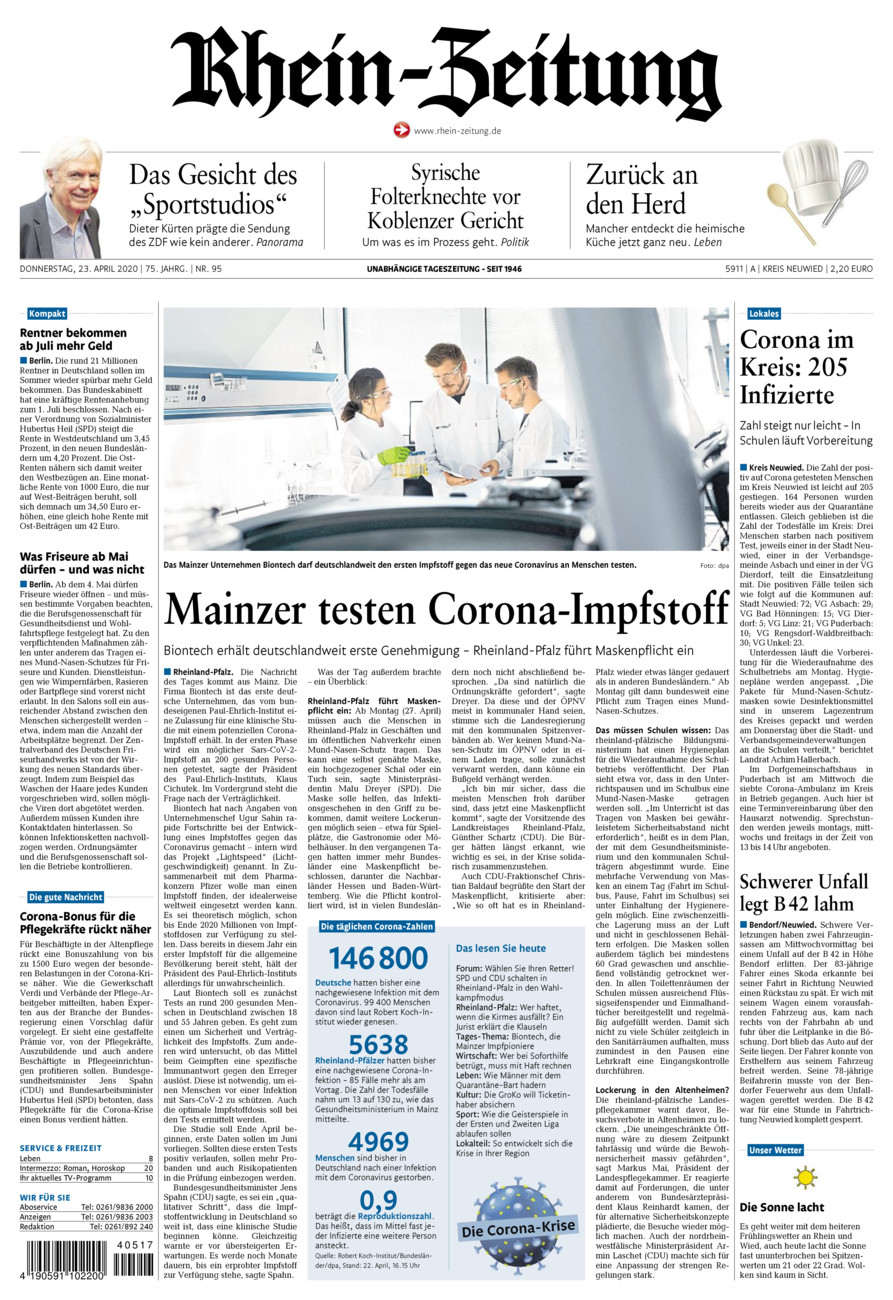 Rhein-Zeitung Kreis Neuwied vom Donnerstag, 23.04.2020