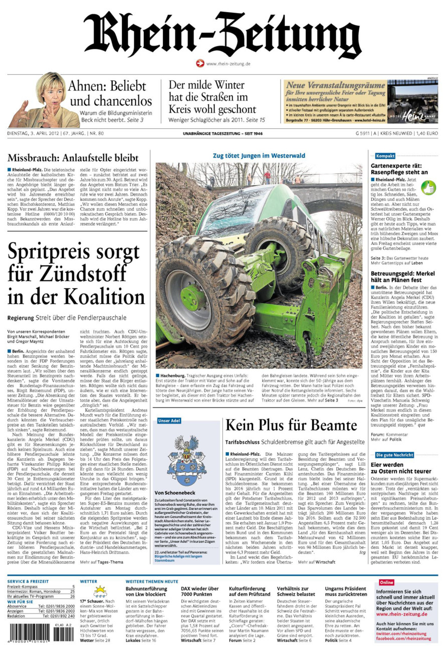 Rhein-Zeitung Kreis Neuwied vom Dienstag, 03.04.2012