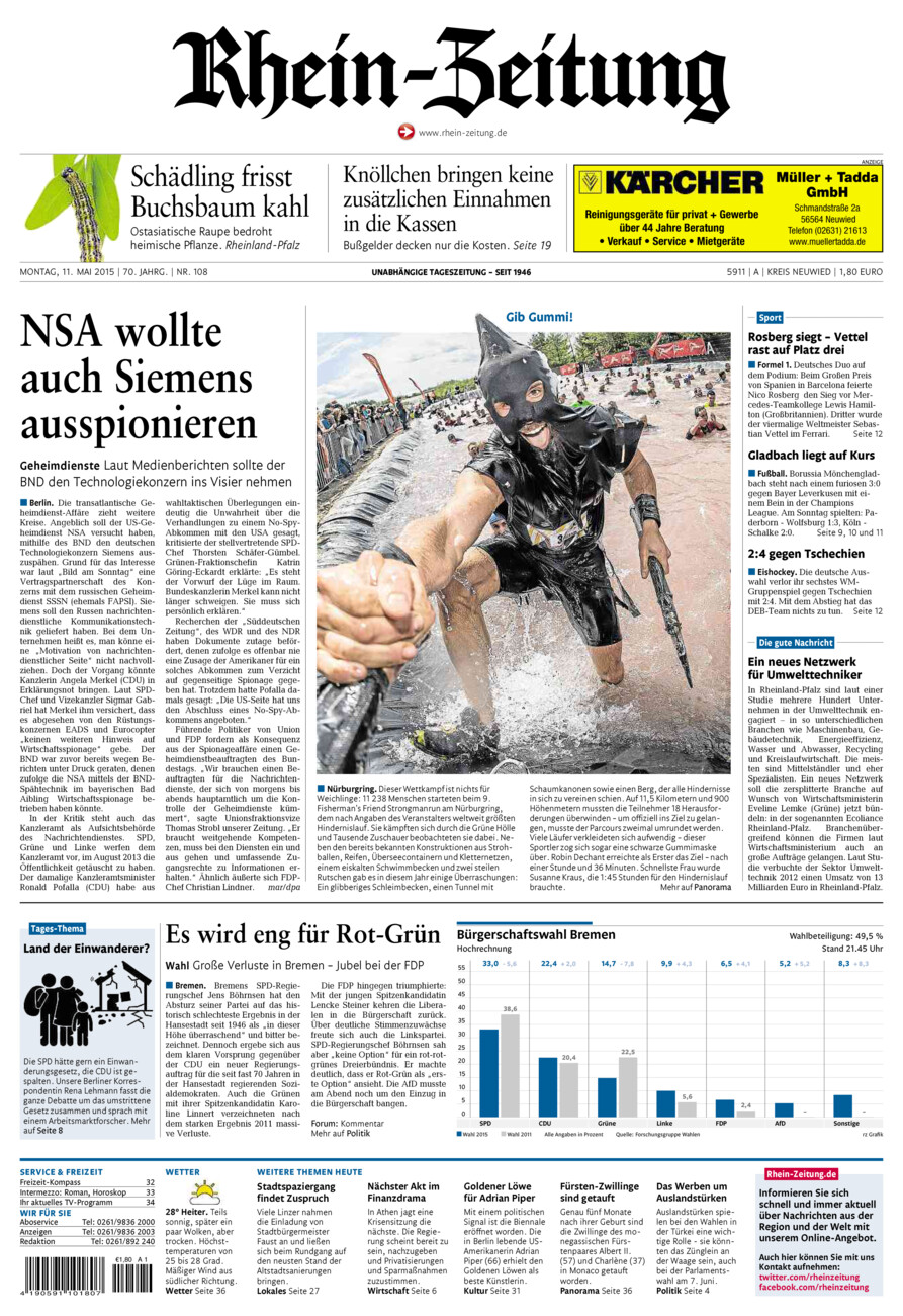 Rhein-Zeitung Kreis Neuwied vom Montag, 11.05.2015