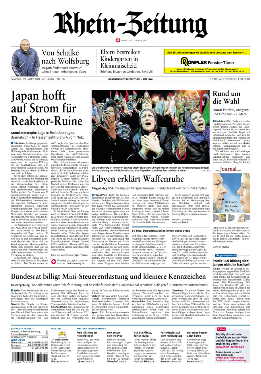 Rhein-Zeitung Kreis Neuwied vom Samstag, 19.03.2011