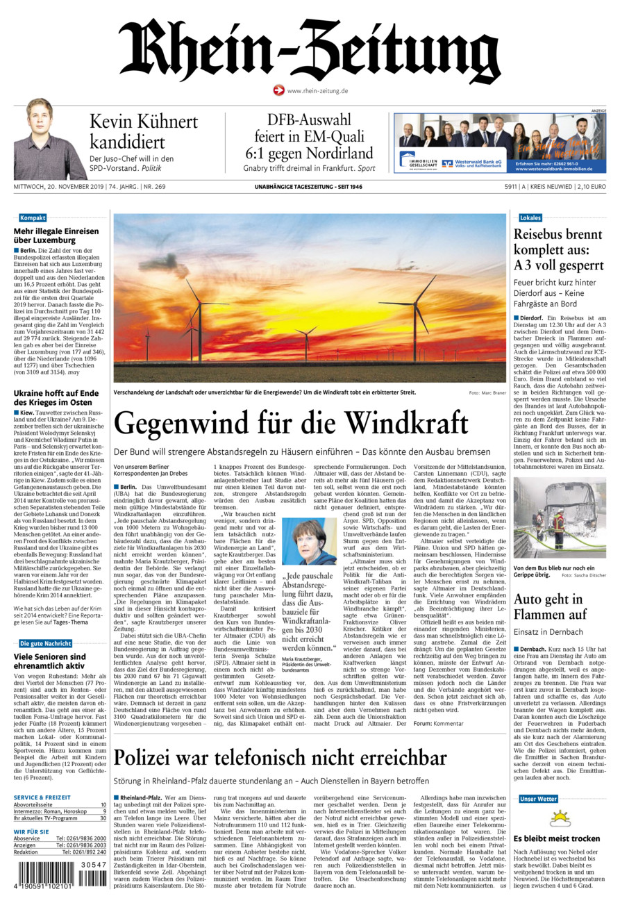 Rhein-Zeitung Kreis Neuwied vom Mittwoch, 20.11.2019
