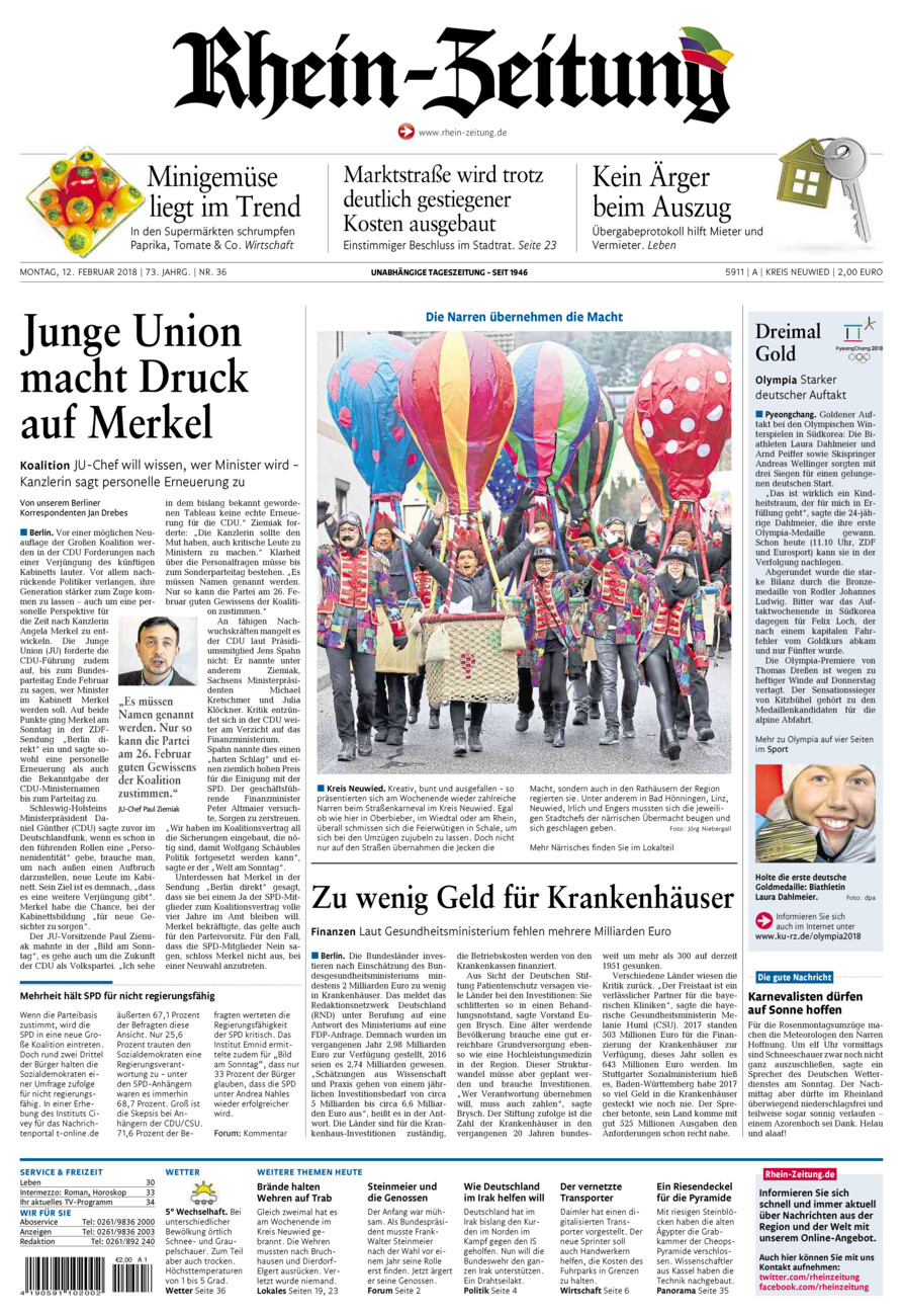Rhein-Zeitung Kreis Neuwied vom Montag, 12.02.2018