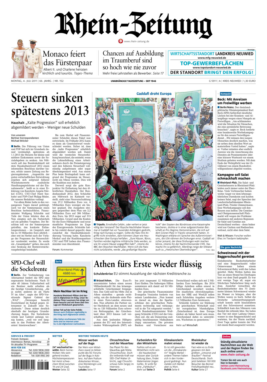 Rhein-Zeitung Kreis Neuwied vom Montag, 04.07.2011