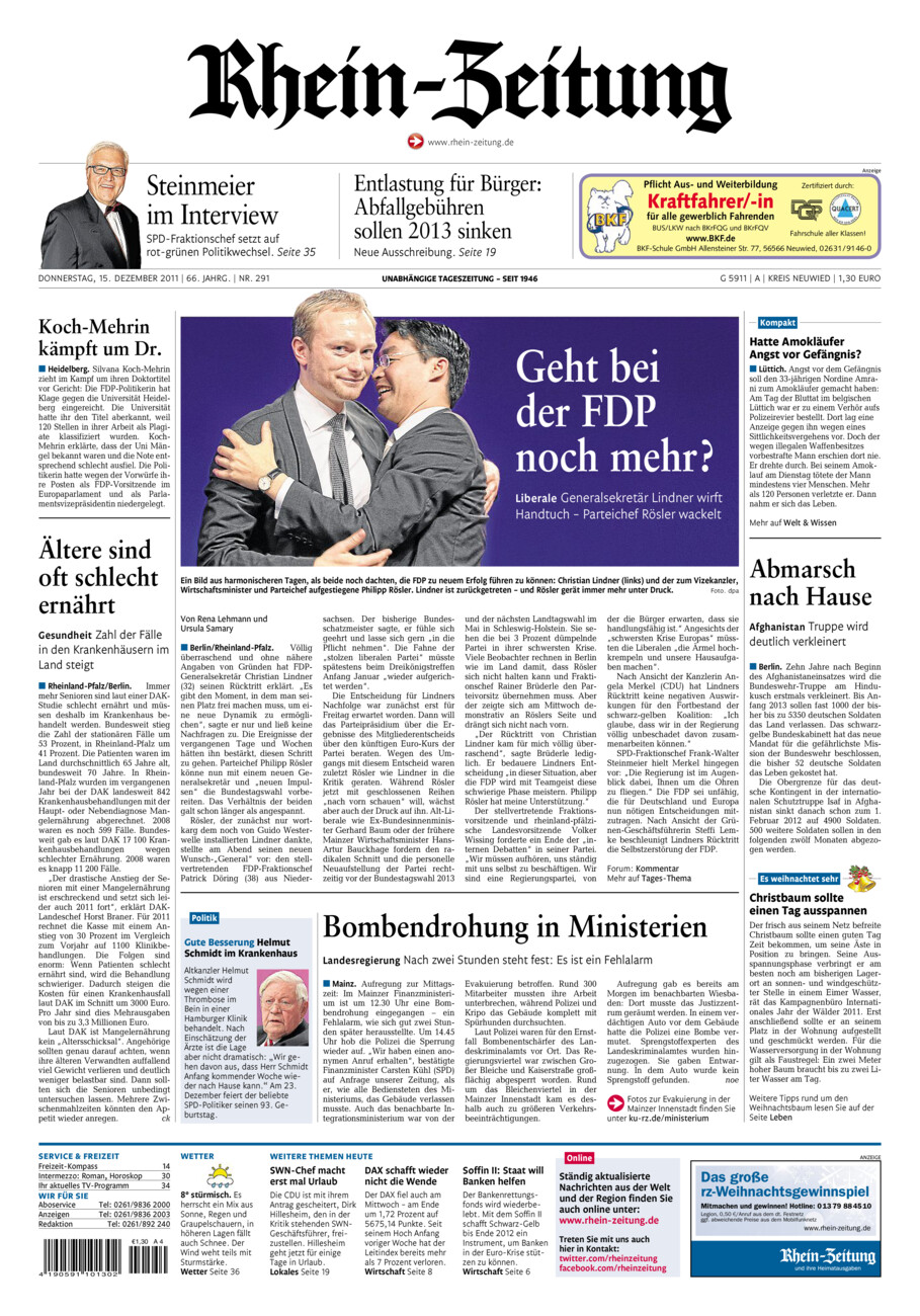 Rhein-Zeitung Kreis Neuwied vom Donnerstag, 15.12.2011