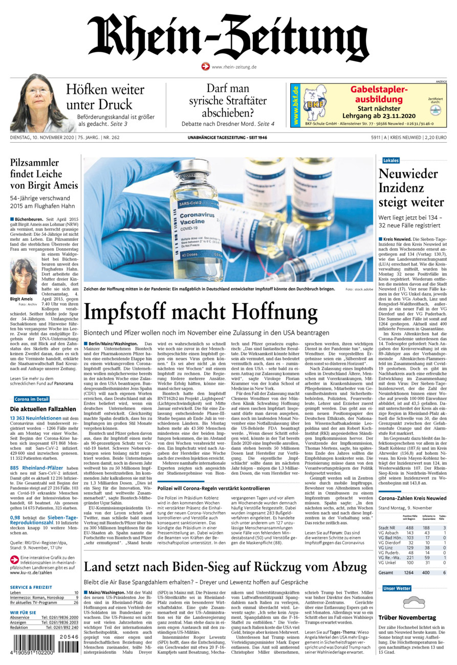 Rhein-Zeitung Kreis Neuwied vom Dienstag, 10.11.2020