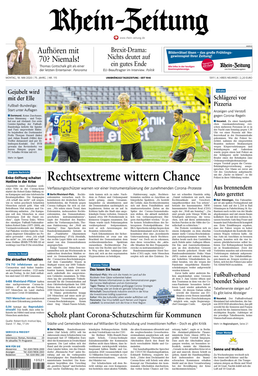 Rhein-Zeitung Kreis Neuwied vom Montag, 18.05.2020