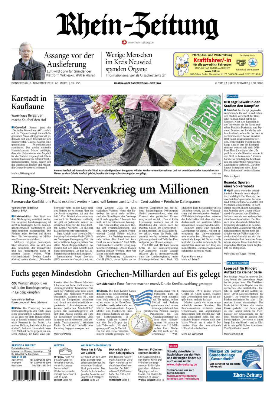 Rhein-Zeitung Kreis Neuwied vom Donnerstag, 03.11.2011