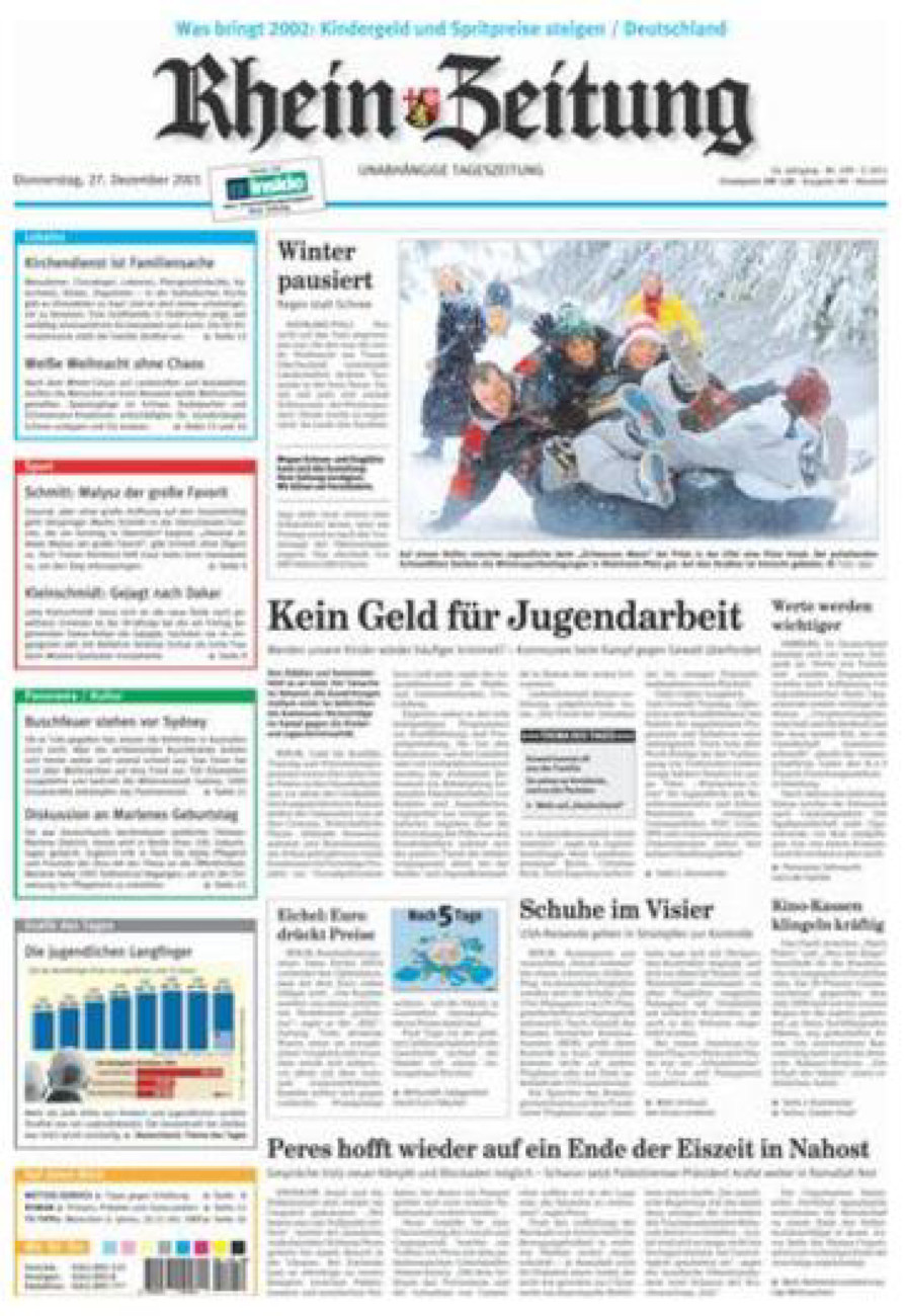 Rhein-Zeitung Kreis Neuwied vom Donnerstag, 27.12.2001