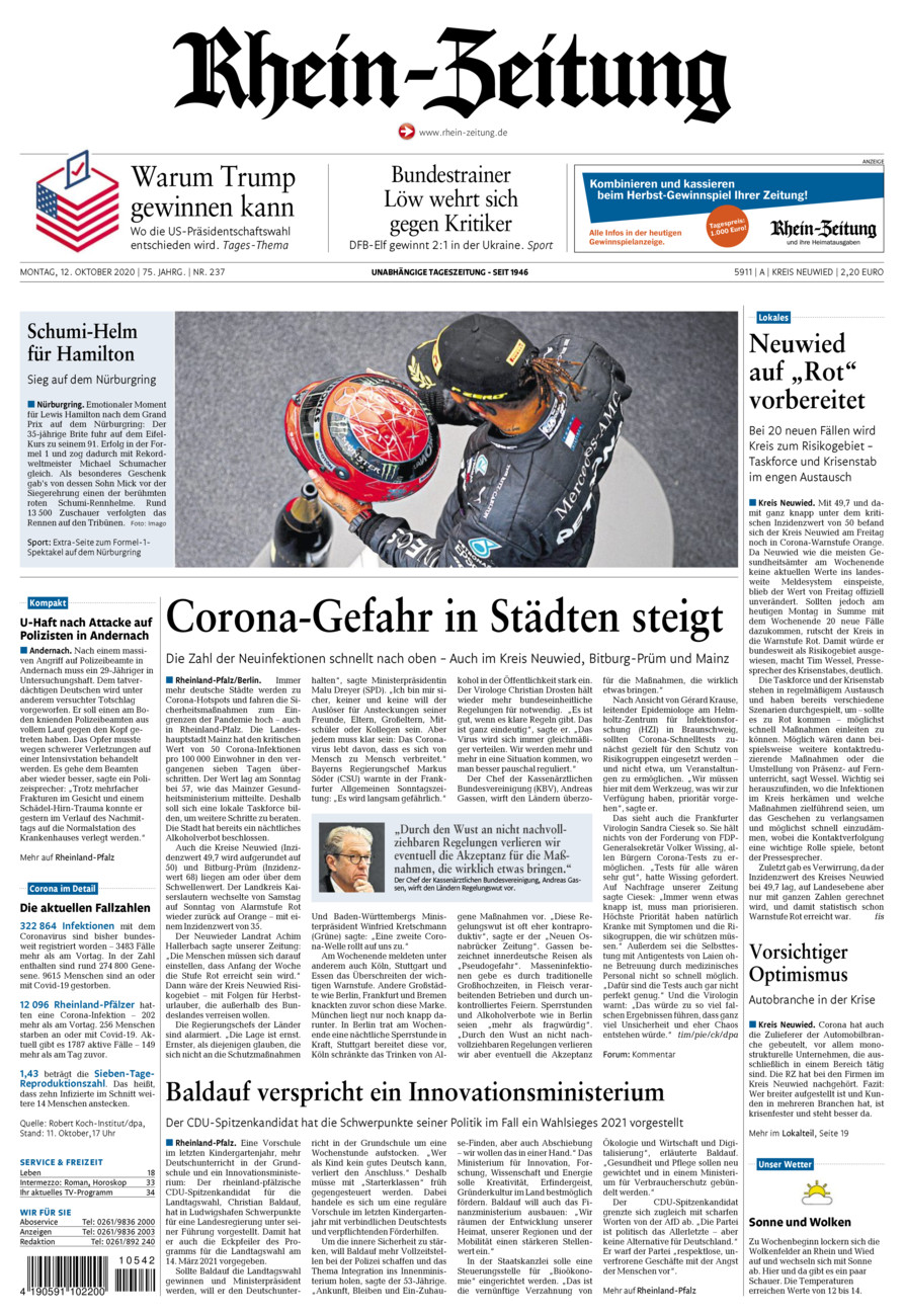 Rhein-Zeitung Kreis Neuwied vom Montag, 12.10.2020