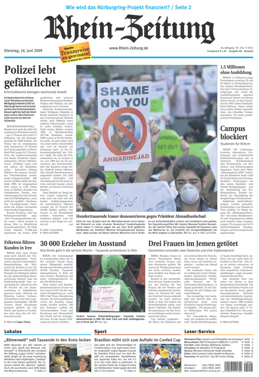 Rhein-Zeitung Kreis Neuwied vom Dienstag, 16.06.2009