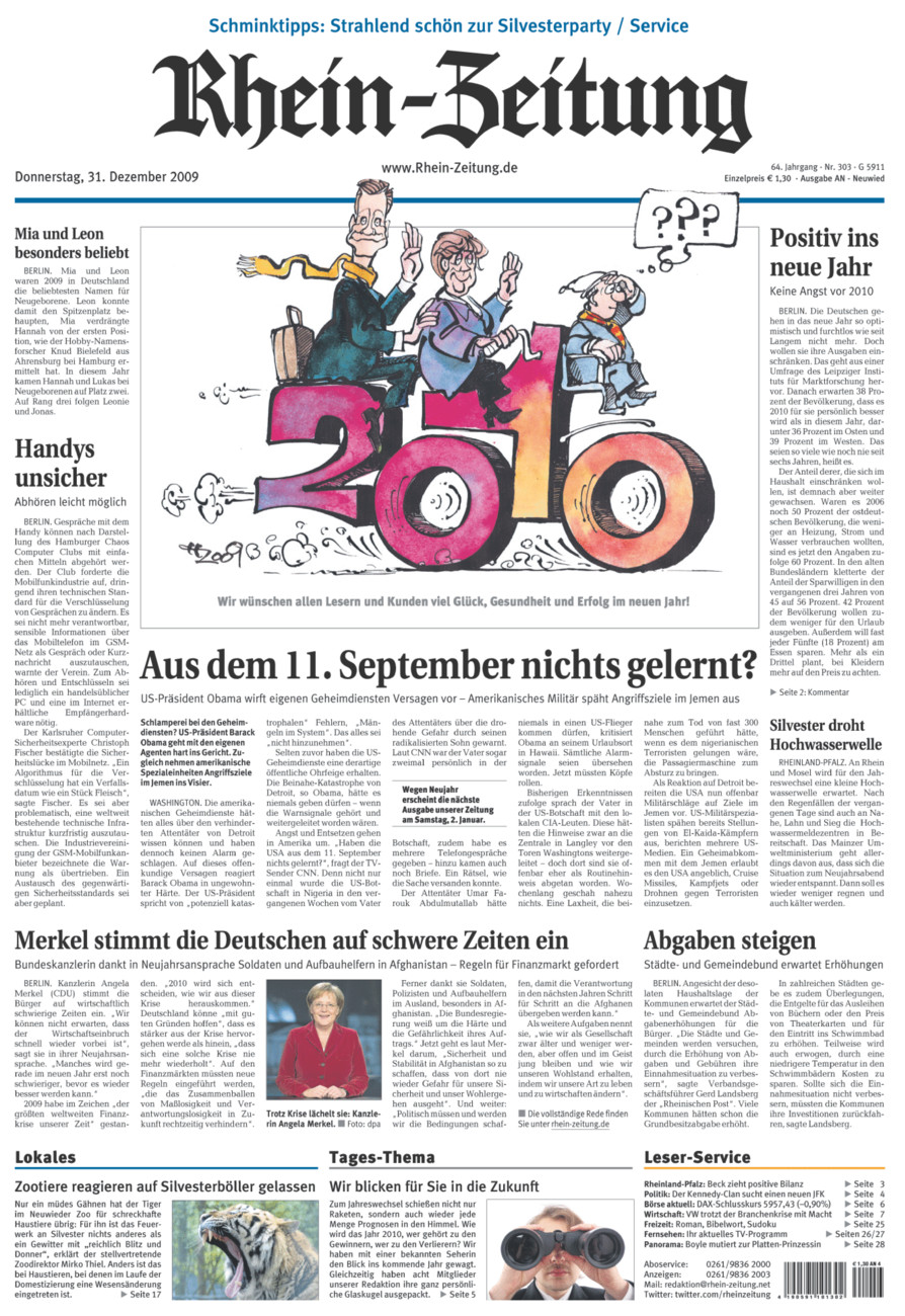 Rhein-Zeitung Kreis Neuwied vom Donnerstag, 31.12.2009