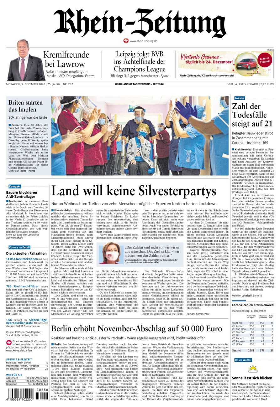 Rhein-Zeitung Kreis Neuwied vom Mittwoch, 09.12.2020
