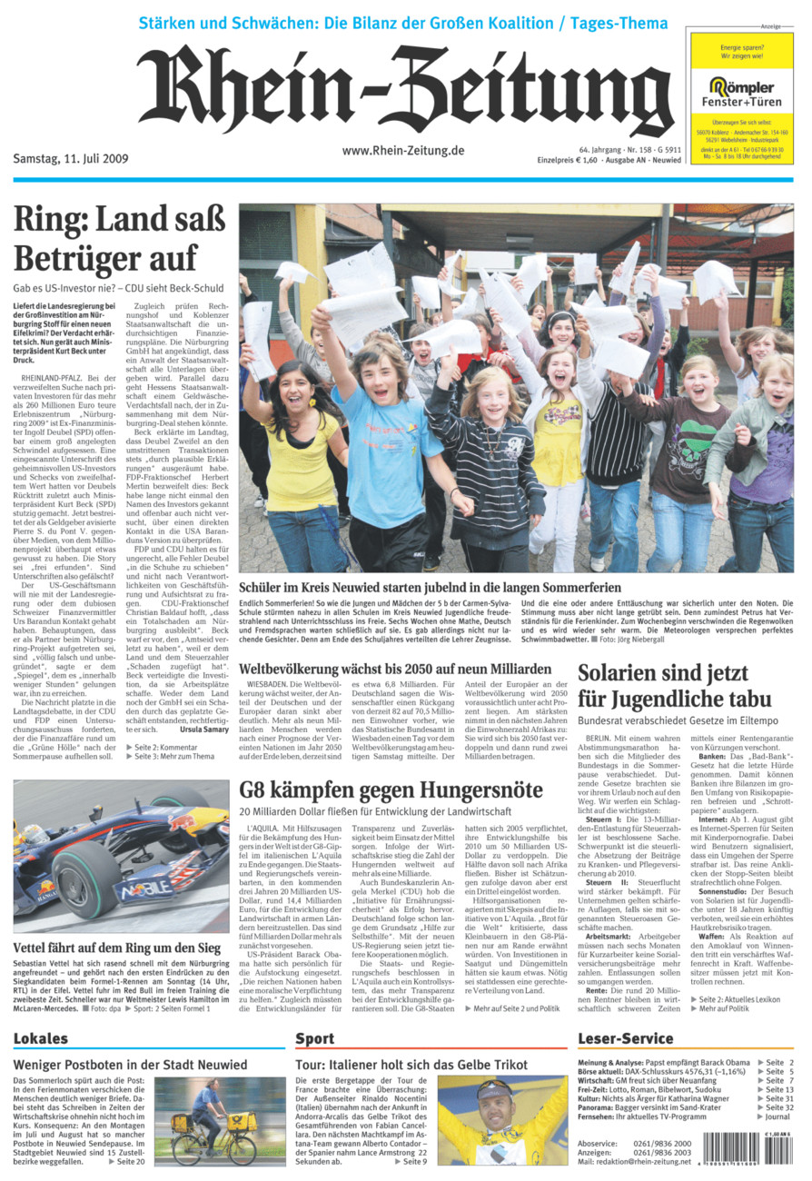 Rhein-Zeitung Kreis Neuwied vom Samstag, 11.07.2009