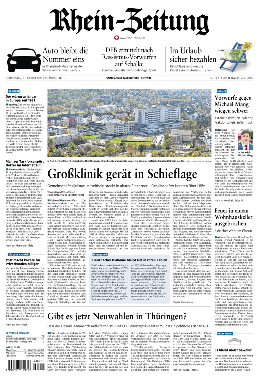 Rhein-Zeitung Kreis Neuwied vom Donnerstag, 06.02.2020