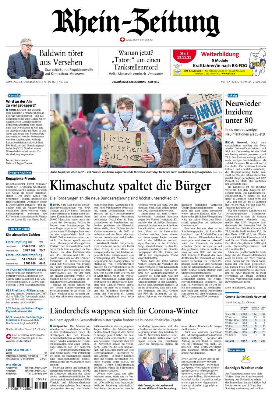 Rhein-Zeitung Kreis Neuwied vom Samstag, 23.10.2021