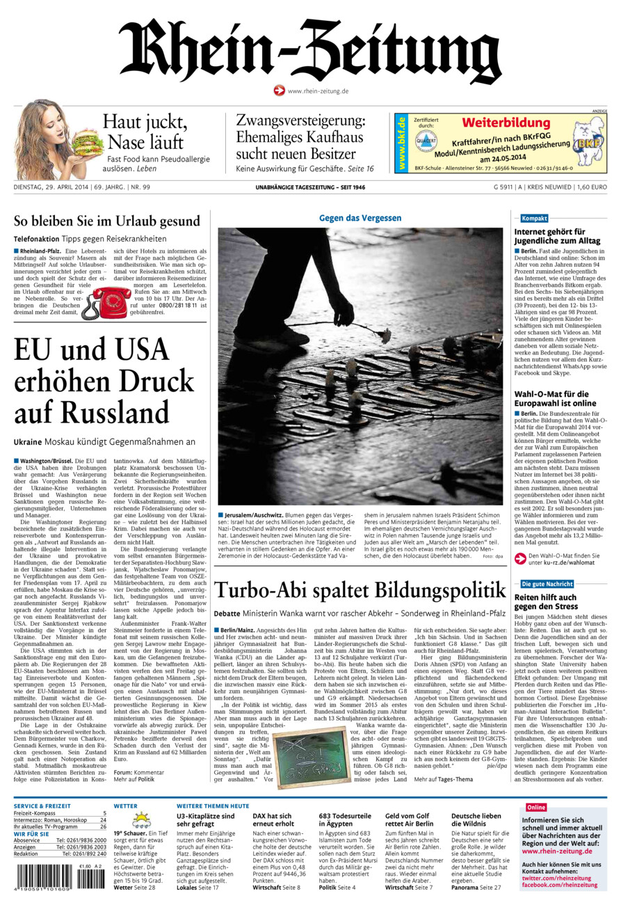 Rhein-Zeitung Kreis Neuwied vom Dienstag, 29.04.2014