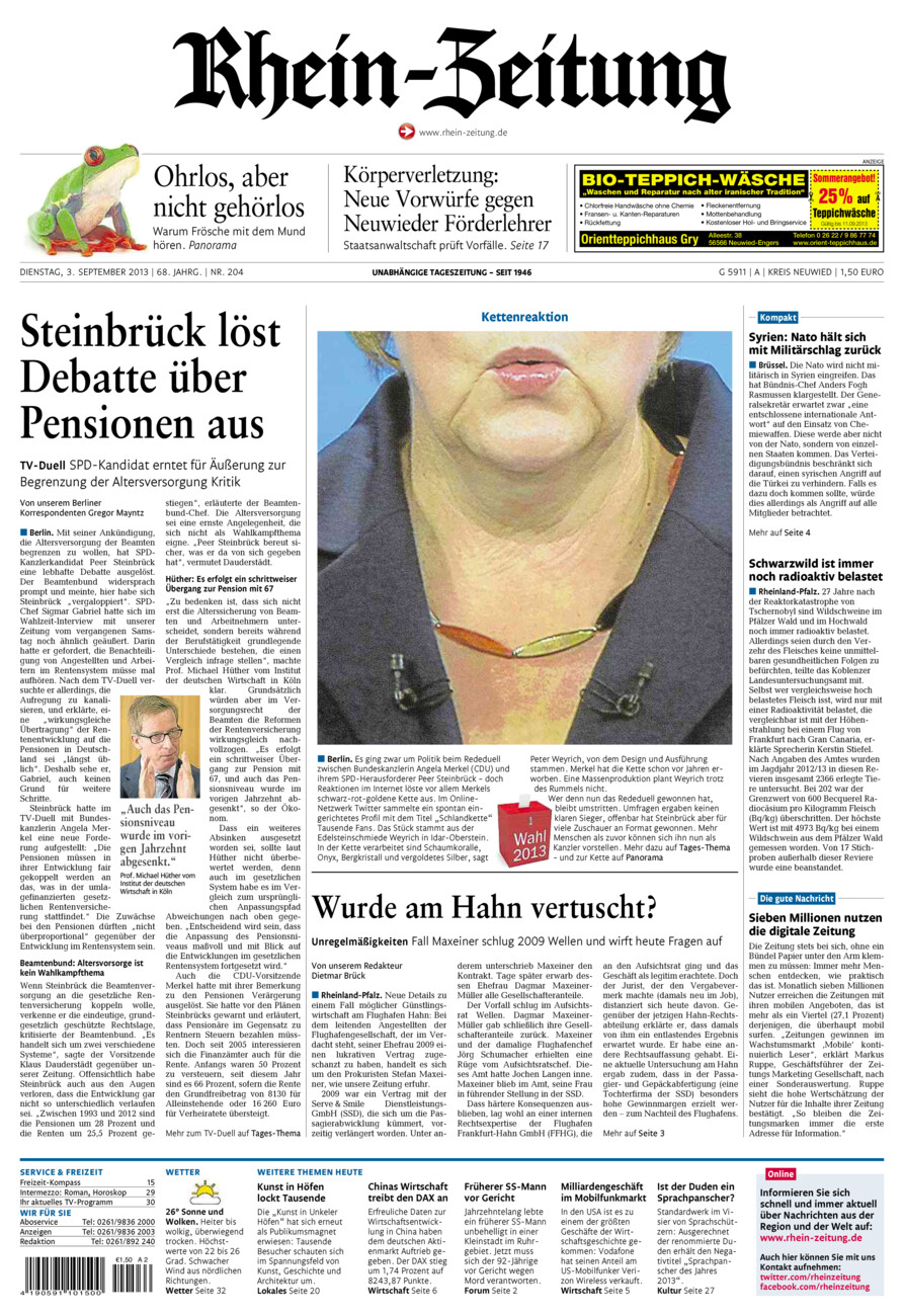 Rhein-Zeitung Kreis Neuwied vom Dienstag, 03.09.2013