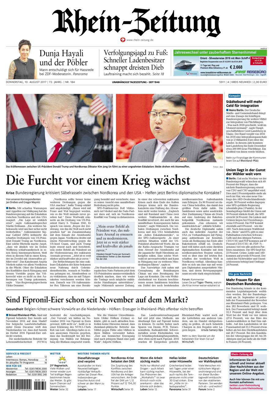 Rhein-Zeitung Kreis Neuwied vom Donnerstag, 10.08.2017