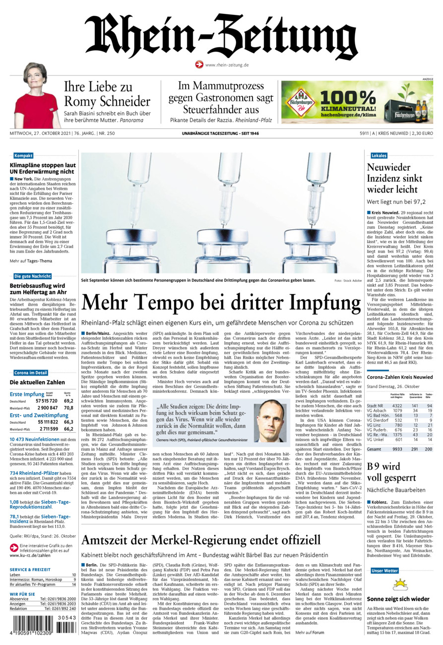 Rhein-Zeitung Kreis Neuwied vom Mittwoch, 27.10.2021