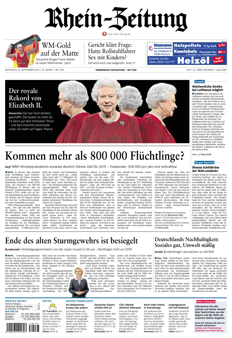 Rhein-Zeitung Kreis Neuwied vom Mittwoch, 09.09.2015