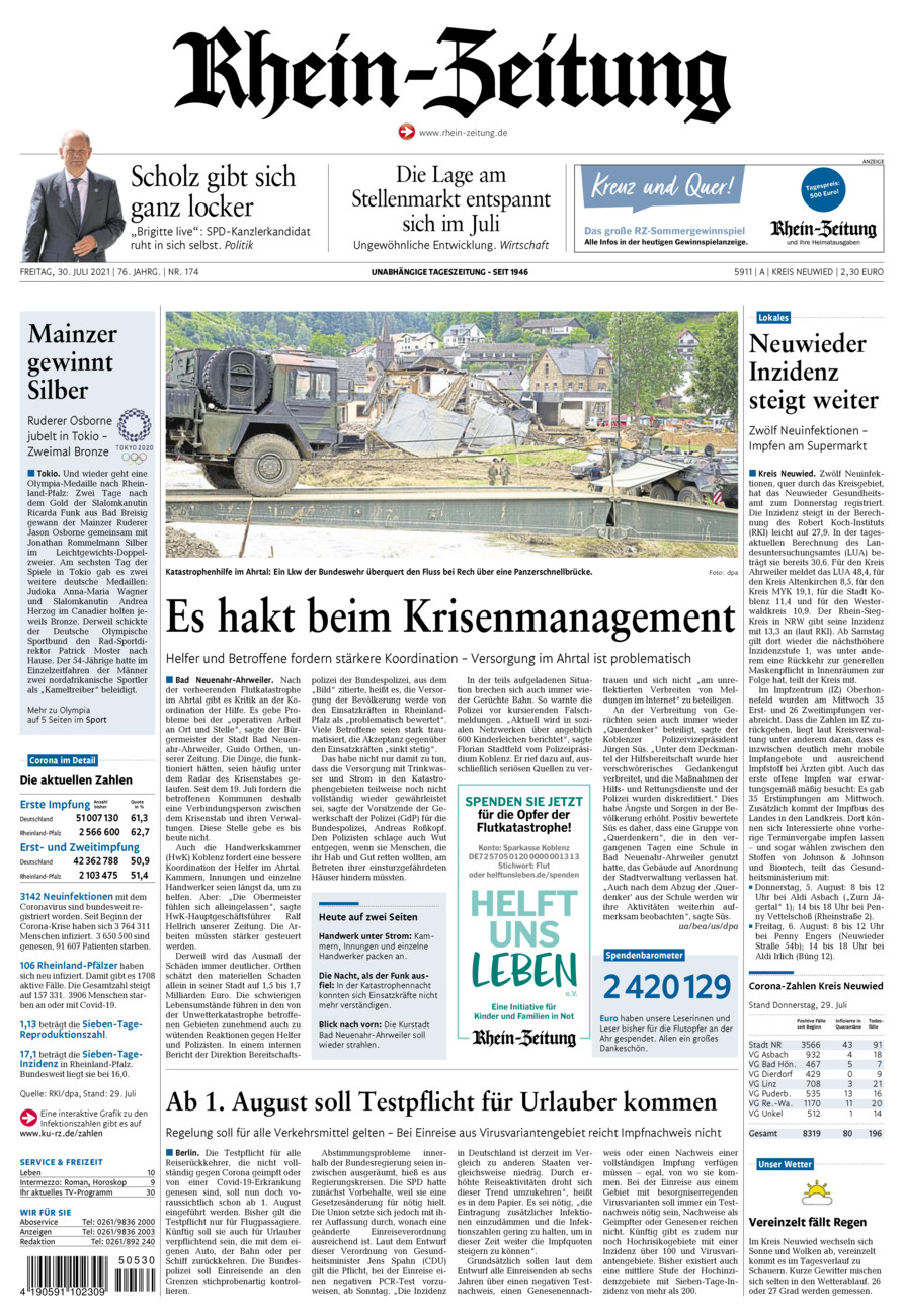 Rhein-Zeitung Kreis Neuwied vom Freitag, 30.07.2021