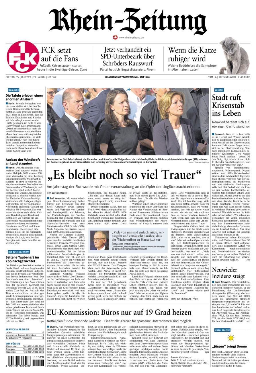 Rhein-Zeitung Kreis Neuwied vom Freitag, 15.07.2022