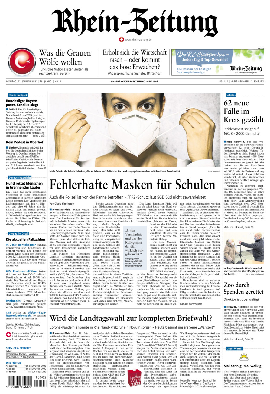 Rhein-Zeitung Kreis Neuwied vom Montag, 11.01.2021