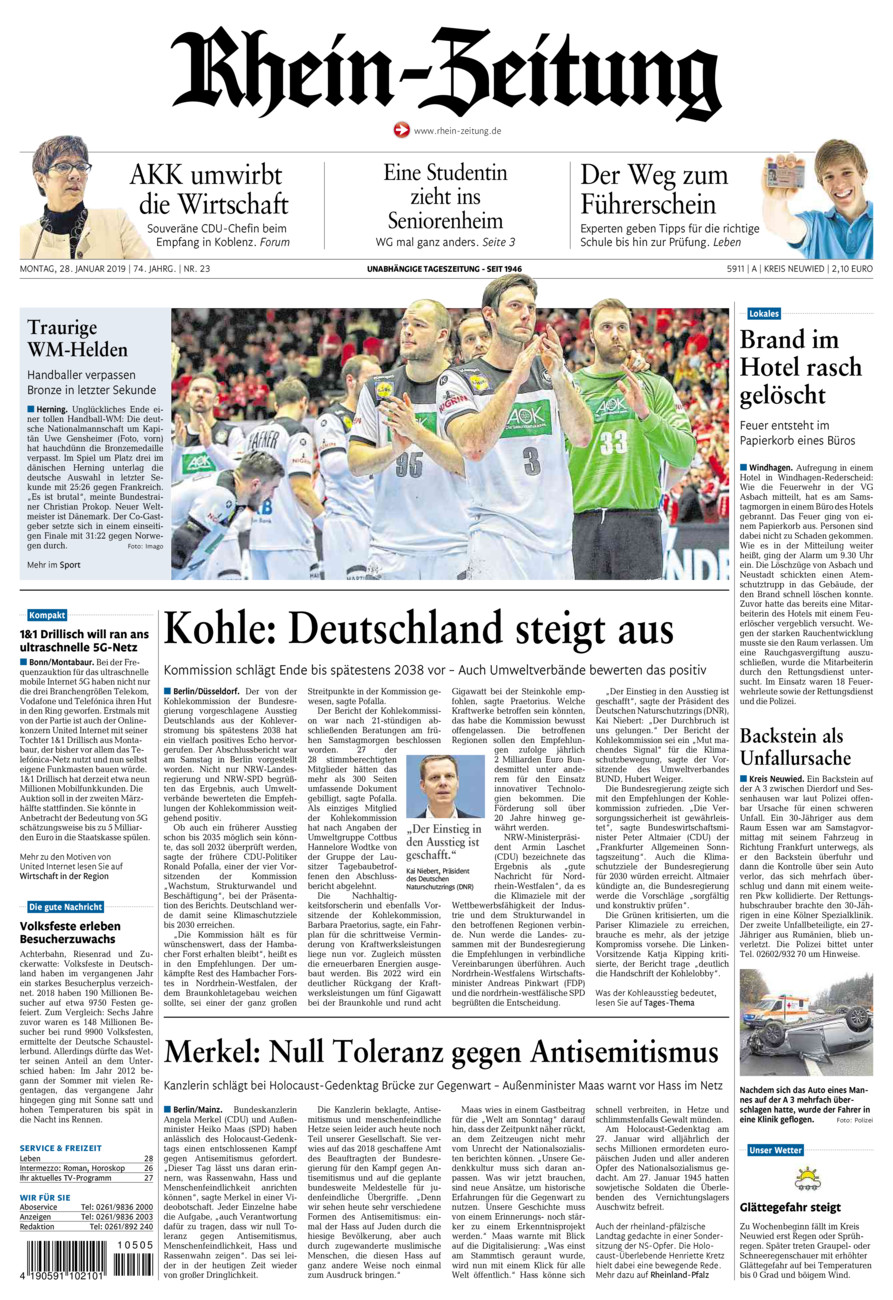 Rhein-Zeitung Kreis Neuwied vom Montag, 28.01.2019