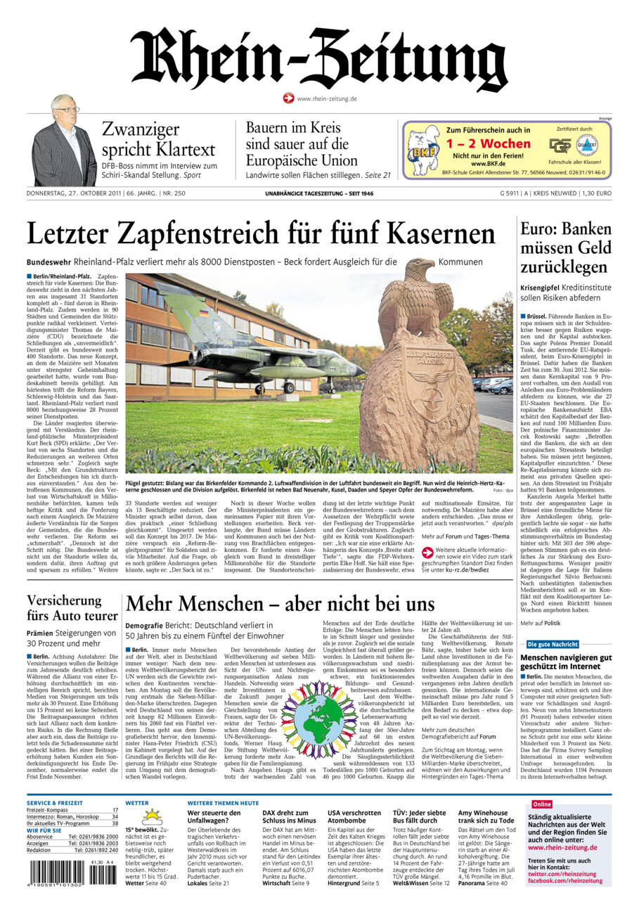 Rhein-Zeitung Kreis Neuwied vom Donnerstag, 27.10.2011