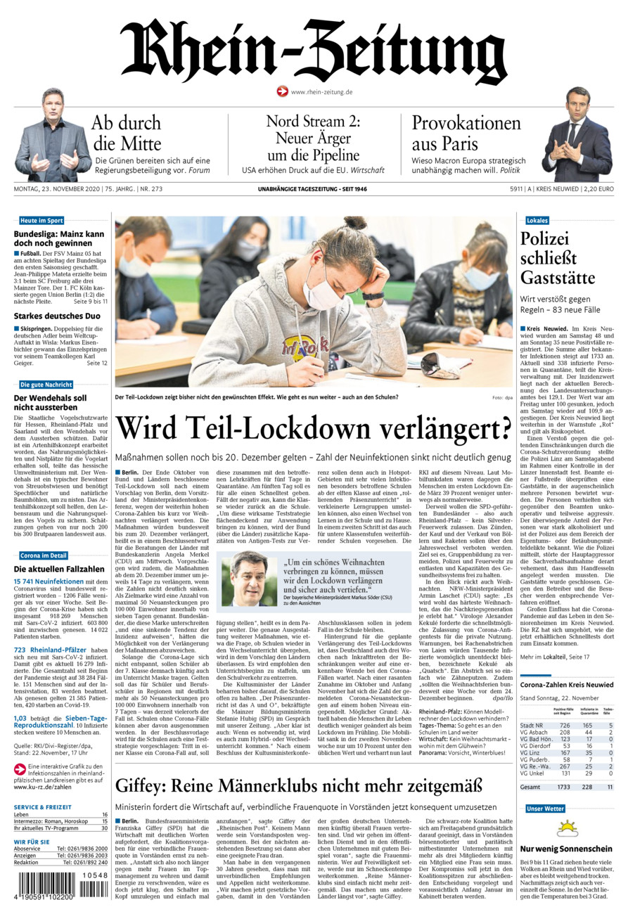 Rhein-Zeitung Kreis Neuwied vom Montag, 23.11.2020