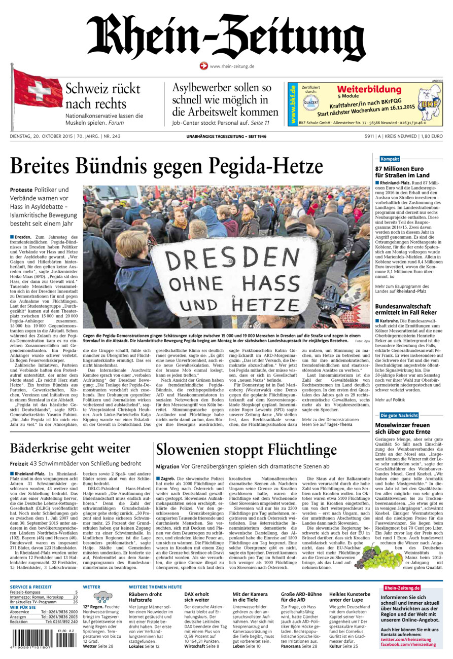 Rhein-Zeitung Kreis Neuwied vom Dienstag, 20.10.2015