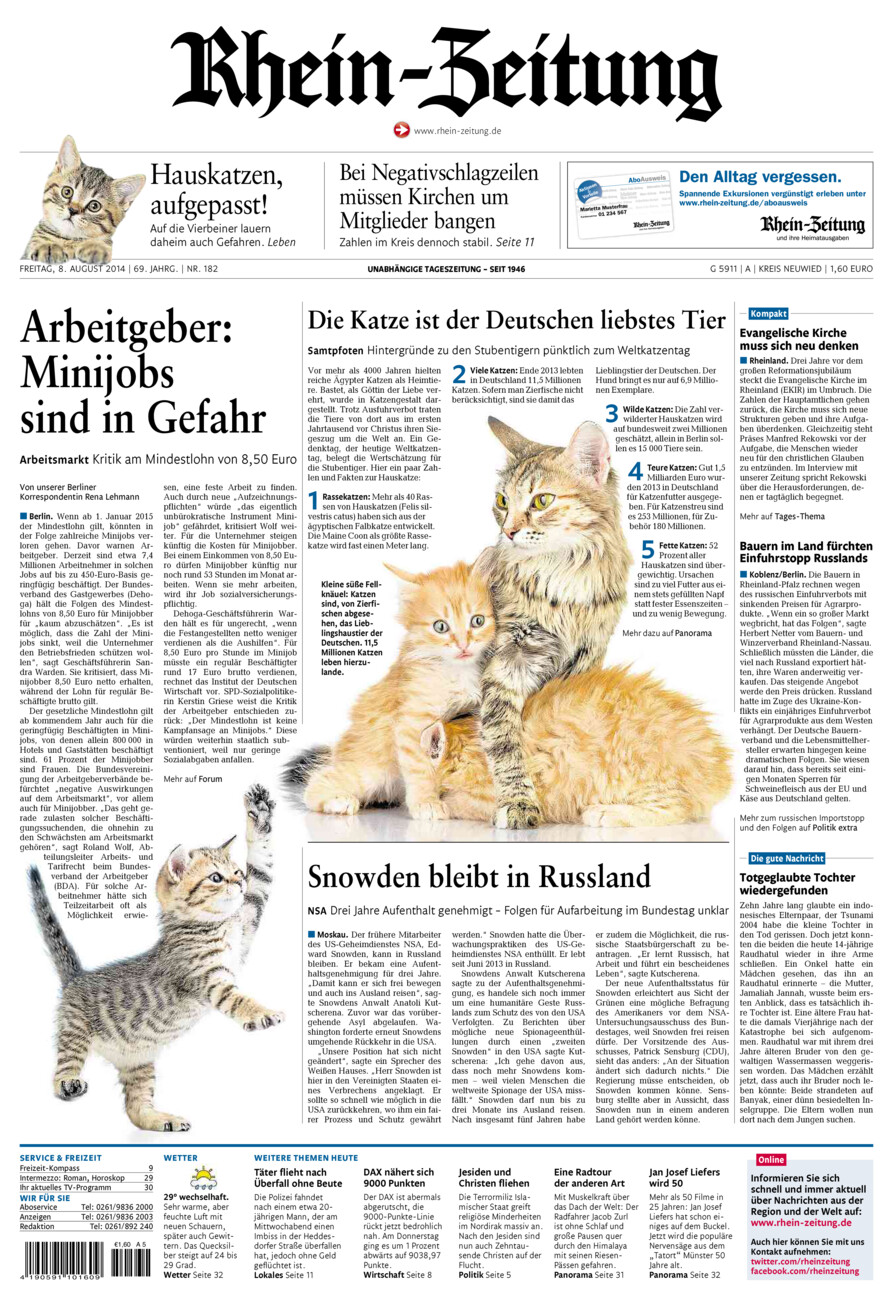 Rhein-Zeitung Kreis Neuwied vom Freitag, 08.08.2014