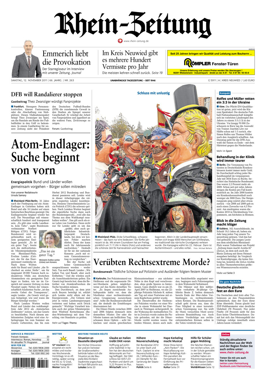 Rhein-Zeitung Kreis Neuwied vom Samstag, 12.11.2011